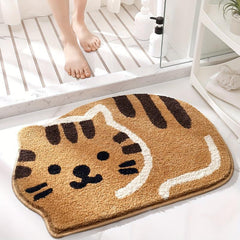 Cartoon Cat Bathroom Rug Absorbent Kitchen Floor Carpet