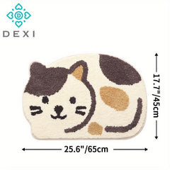 Cartoon Cat Bathroom Rug Absorbent Kitchen Floor Carpet
