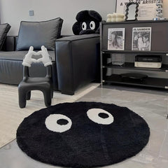 Fluffy Circular Carpet for Bedroom, Anti Slip and Water Absorbing Pad
