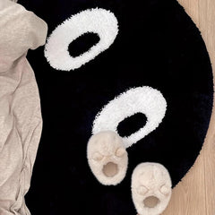 Fluffy Circular Carpet for Bedroom, Anti Slip and Water Absorbing Pad