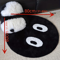 Fluffy Circular Carpet for Bedroom, Anti Slip and Water Absorbing Pad
