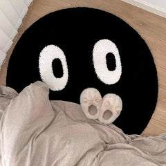 Fluffy Circular Carpet for Bedroom, Anti Slip and Water Absorbing Pad