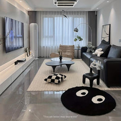 Fluffy Circular Carpet for Bedroom, Anti Slip and Water Absorbing Pad