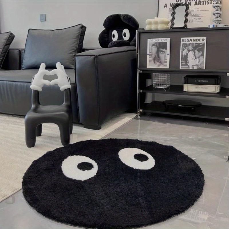 Fluffy Circular Carpet for Bedroom, Anti Slip and Water Absorbing Pad
