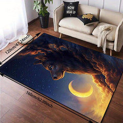 Wolf And Moon Animal Carpet Non Slip Children Play Large Area Rug