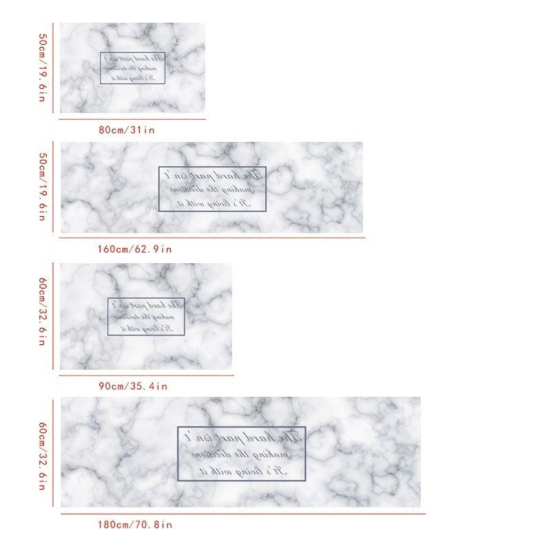 2pcs Kitchen Rug Modern Marble Floor Mat Non-slip Doormat 19.6x31in