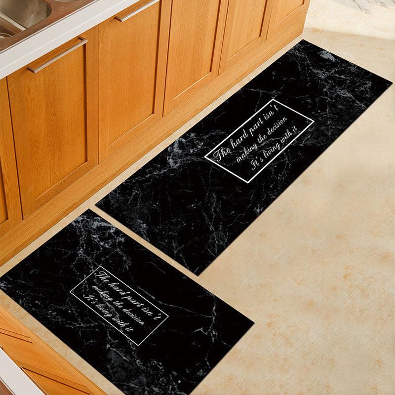 2pcs Kitchen Rug Modern Marble Floor Mat Non-slip Doormat 19.6x31in