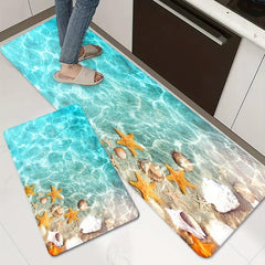 Starfish Print Kitchen Rug Anti Fatigue Mat Non Slip Floor Mat