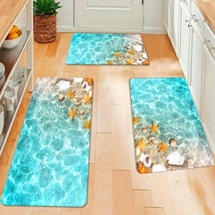 Starfish Print Kitchen Rug Anti Fatigue Mat Non Slip Floor Mat