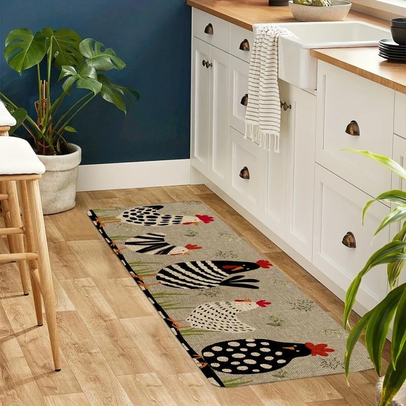 Cartoon Chicken Kitchen Mat Anti Slip Polyester Carpet Bath Mat