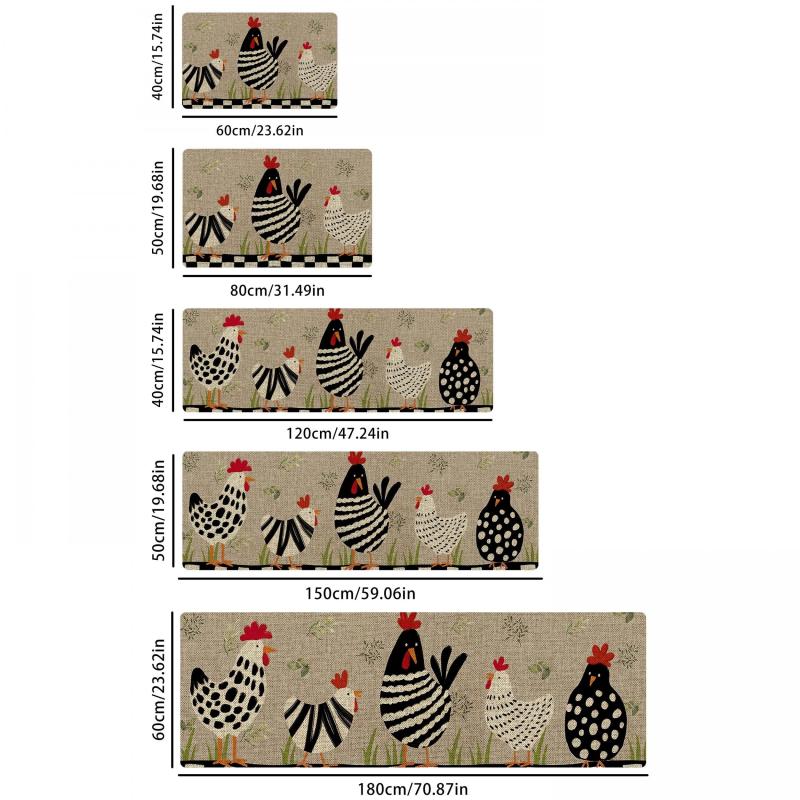 Cartoon Chicken Kitchen Mat Anti Slip Polyester Carpet Bath Mat
