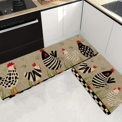 Cartoon Chicken Kitchen Mat Anti Slip Polyester Carpet Bath Mat