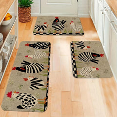 Cartoon Chicken Kitchen Mat Anti Slip Polyester Carpet Bath Mat