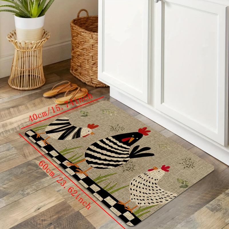 Cartoon Chicken Kitchen Mat Anti Slip Polyester Carpet Bath Mat