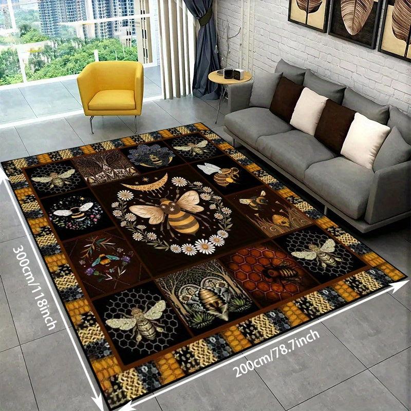 Vintage Bee Pattern Carpet Area Rugs Soft Anti Skid Floor Mat