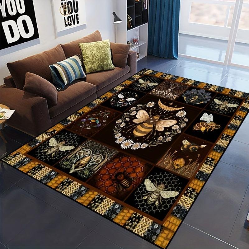 Vintage Bee Pattern Carpet Area Rugs Soft Anti Skid Floor Mat