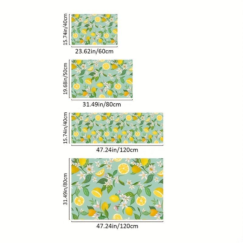 Fresh Lemon Printed Kitchen Rug Soft Cushioned Anti Fatigue Mat