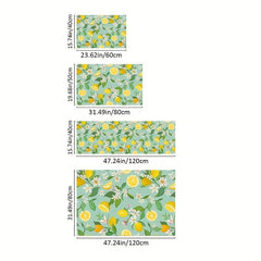Fresh Lemon Printed Kitchen Rug Soft Cushioned Anti Fatigue Mat