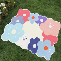 Geometric Shaped Flower Rug Soft Living Room Carpet