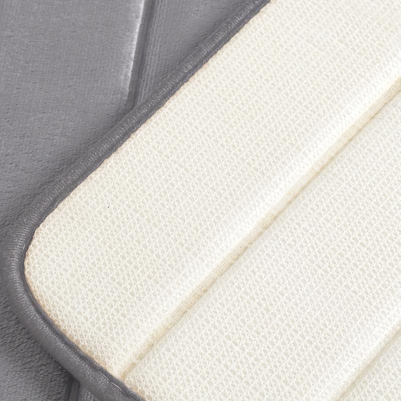 Soft Non Slip Memory Foam Bath Mat Dark Grey Striped Floor Mat