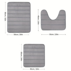 Soft Non Slip Memory Foam Bath Mat Dark Grey Striped Floor Mat