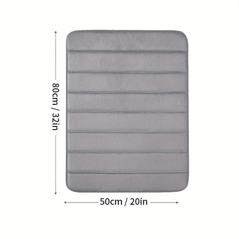 Soft Non Slip Memory Foam Bath Mat Dark Grey Striped Floor Mat