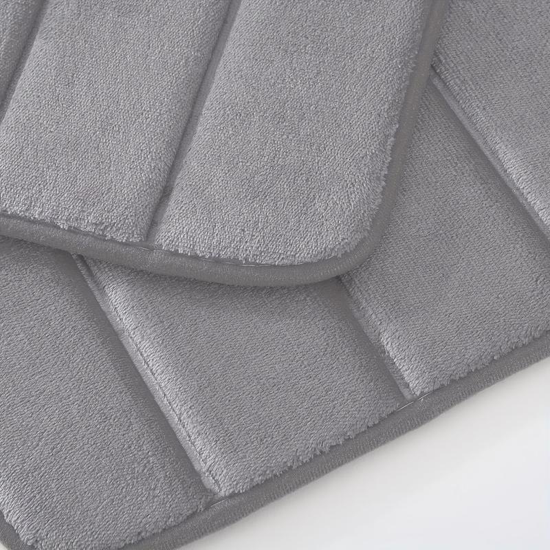 Soft Non Slip Memory Foam Bath Mat Dark Grey Striped Floor Mat