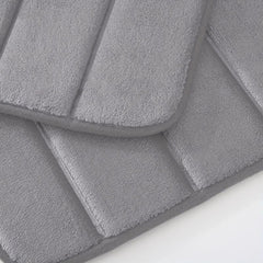 Soft Non Slip Memory Foam Bath Mat Dark Grey Striped Floor Mat