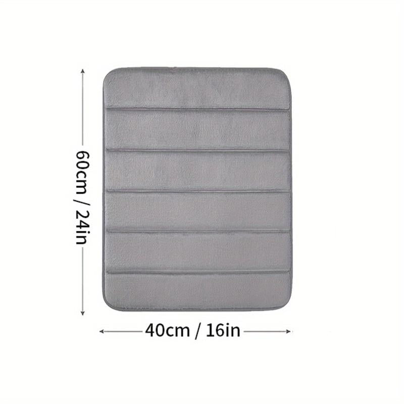 Soft Non Slip Memory Foam Bath Mat Dark Grey Striped Floor Mat