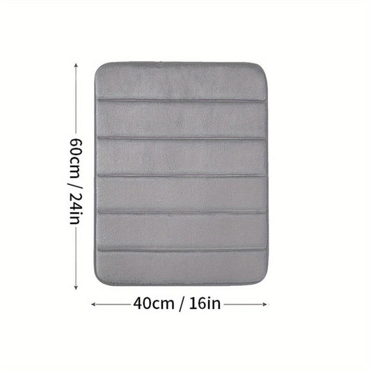 Soft Non Slip Memory Foam Bath Mat Dark Grey Striped Floor Mat