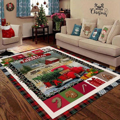 Indoor Christmas Area Rugs Non Slip Easy to Clean Low Profile Santa