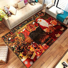 Indoor Christmas Area Rugs Non Slip Easy to Clean Low Profile Santa