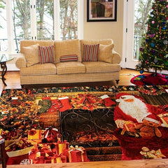 Indoor Christmas Area Rugs Non Slip Easy to Clean Low Profile Santa
