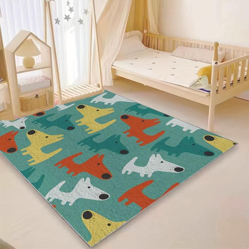 Faux Cashmere Fabric Rug Kids Carpet for Game Room Bedroom Decor