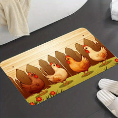 Flannel Cartoon Rectangular Mat Kitchen Bathroom Anti-Slip Floor Mat