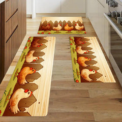 Flannel Cartoon Rectangular Mat Kitchen Bathroom Anti-Slip Floor Mat