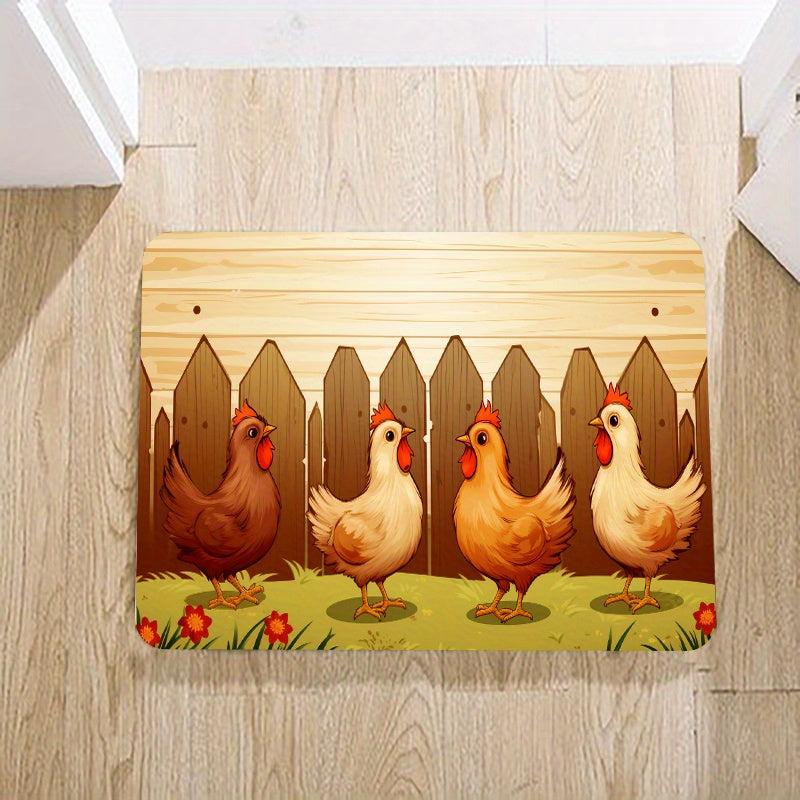 Flannel Cartoon Rectangular Mat Kitchen Bathroom Anti-Slip Floor Mat