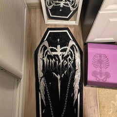 Soft Decorative Coffin Rug Thick Plush Mat Halloween Cross Light Living Room Car