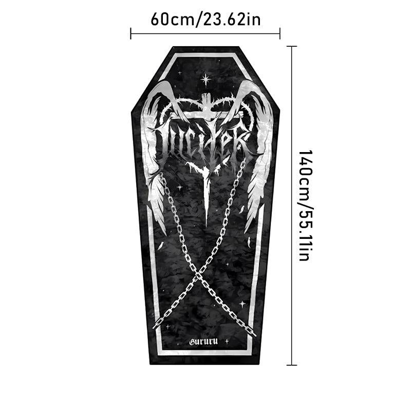Soft Decorative Coffin Rug Thick Plush Mat Halloween Cross Light Living Room Car