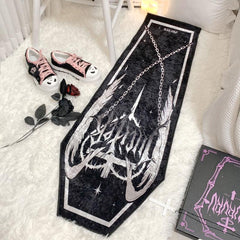 Soft Decorative Coffin Rug Thick Plush Mat Halloween Cross Light Living Room Car