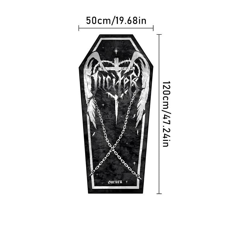 Soft Decorative Coffin Rug Thick Plush Mat Halloween Cross Light Living Room Car