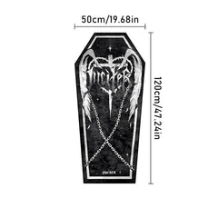 Soft Decorative Coffin Rug Thick Plush Mat Halloween Cross Light Living Room Car