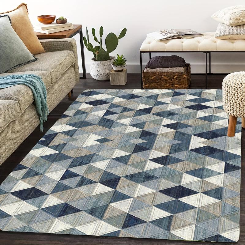 Modern Geometric Kitchen Rug Soft Faux Sheepskin Floor Mat