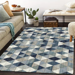 Modern Geometric Kitchen Rug Soft Faux Sheepskin Floor Mat