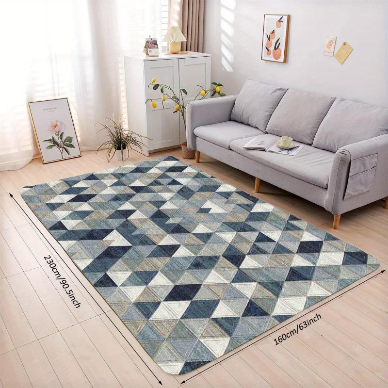 Modern Geometric Kitchen Rug Soft Faux Sheepskin Floor Mat