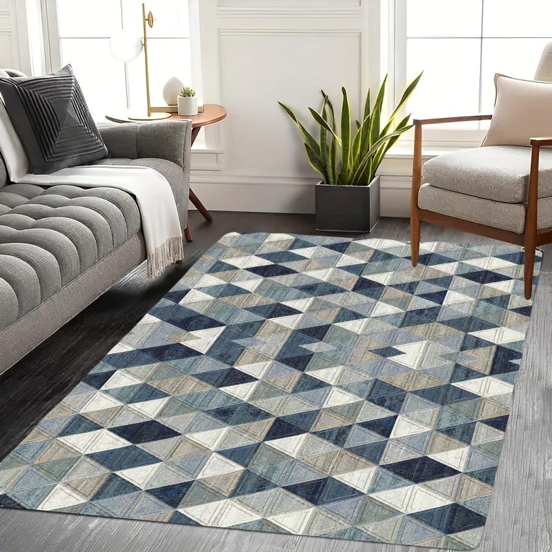 Modern Geometric Kitchen Rug Soft Faux Sheepskin Floor Mat