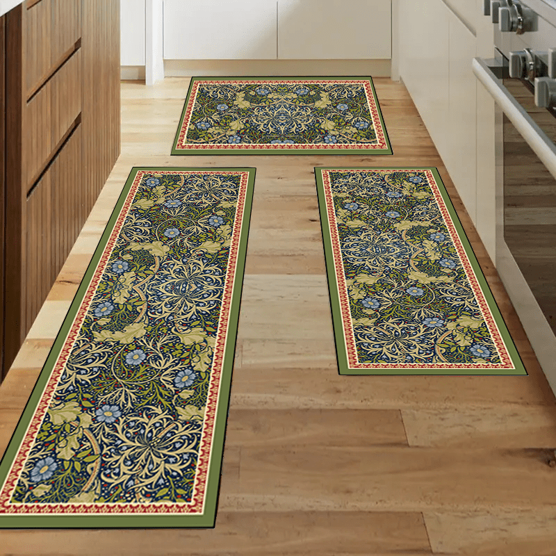 Vintage Floral Memory Foam Kitchen Rug Soft Anti Fatigue Mat