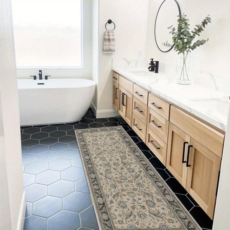 Non Slip Vintage Runner Rug Machine Washable Stain Resistant Traditional Indoor