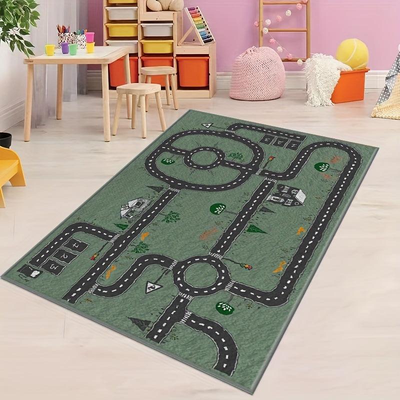 Faux Cashmere Fabric Cartoon Maze Rug Soft Indoor Rug
