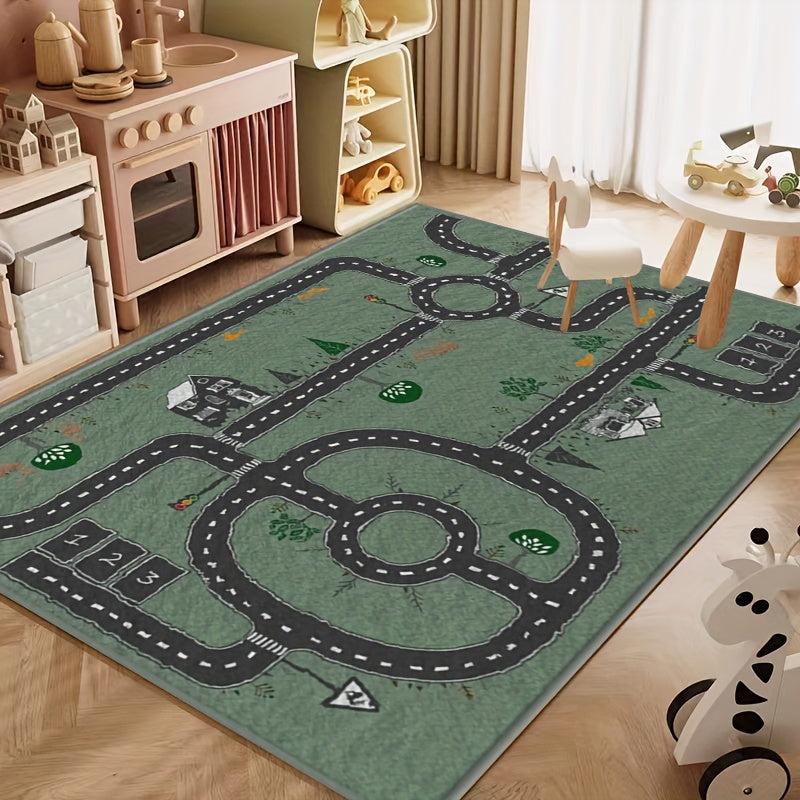 Faux Cashmere Fabric Cartoon Maze Rug Soft Indoor Rug